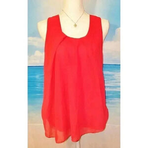 SHOW LUI Womans BURNT ORANGE Top LINED Lightweight SHEER BACKShirt size XL